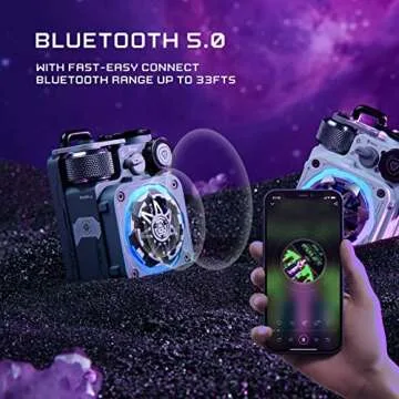 Muzen Cyber Cube-Pro Bluetooth Speaker, Bluetooth 5.0, Portable Speaker with Fidget Spinner, Crystal Clear Sound with RGB Led Light Wireless Speaker, Waterproof Speakers for Indoor Outdoor