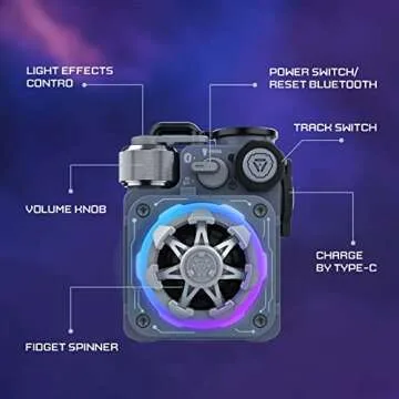 Muzen Cyber Cube-Pro Bluetooth Speaker, Bluetooth 5.0, Portable Speaker with Fidget Spinner, Crystal Clear Sound with RGB Led Light Wireless Speaker, Waterproof Speakers for Indoor Outdoor