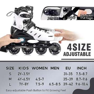Inline Skates for Kids and Adult, Adjustable Fun Illuminating Skates for Girls, Boys, Women and Men ...