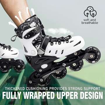 Inline Skates for Kids and Adult, Adjustable Fun Illuminating Skates for Girls, Boys, Women and Men Outdoor and Indoor, Beginners