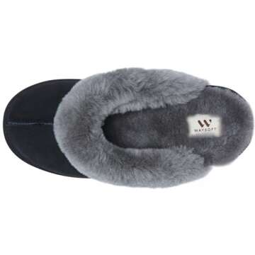 WaySoft Genuine Australian Sheepskin Women Slippers, 100% Shearling Hard Bottom Slippers for Women Indoor and Outdoor Warm Fuzzy Wool Slippers