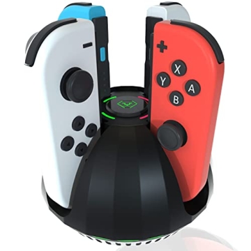 PurBhe 4-in-1 Joycon Charging Dock with LED Fast Charging for Nintendo Switch