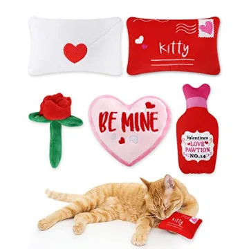 CiyvoLyeen Valentine's Day Catnip Toys Set of 5 Soft Valentine Letter Plush Cat Toys