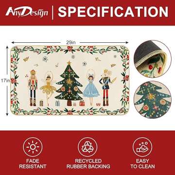 AnyDesign Christmas Nutcracker Doormat 17 x 29 In Non-Slip