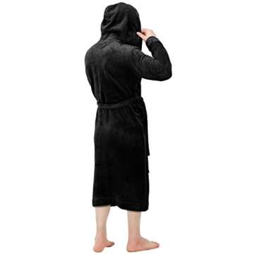 NY Threads Men's Hooded Fleece Bathrobe Plush Long Spa Robe