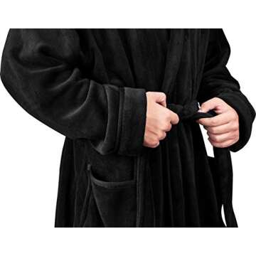 NY Threads Men's Hooded Fleece Bathrobe Plush Long Spa Robe
