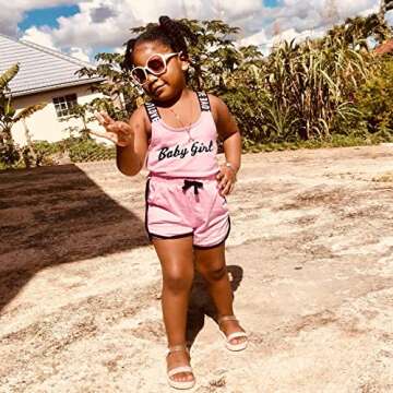 Bonangber Girl Summer Outfits Letter Print Sleeveless Romper Girls Shorts Jumpsuit Elastic Waist One...