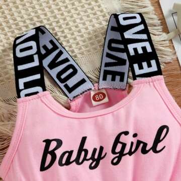 Bonangber Girl Summer Outfits Letter Print Sleeveless Romper Girls Shorts Jumpsuit Elastic Waist One Piece Summer Clothes(A-Pink,3-4T)