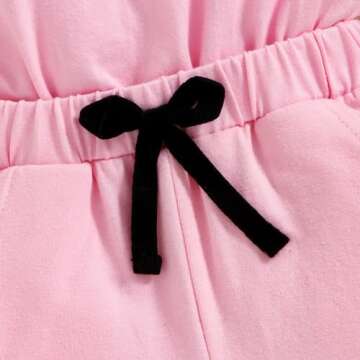 Bonangber Girl Summer Outfits Letter Print Sleeveless Romper Girls Shorts Jumpsuit Elastic Waist One Piece Summer Clothes(A-Pink,3-4T)