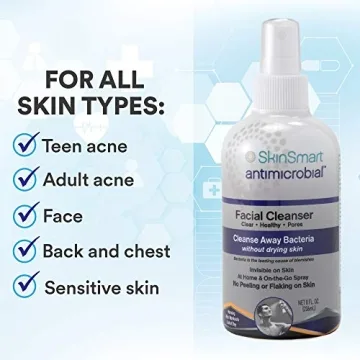 SkinSmart Facial Cleanser for Acne, Targets Bacteria for Active Teenage Athletes Post Workout and Adult Acne, 8 oz Spray Bottle, Safe for Multiple Daily Uses