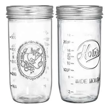 Tebery 6 Pack Wide Mouth Home Glass Mason Jars with Airtight Lids and Bands, 24-Ounce Canning Glass Jars for Canning, Fermenting, Pickling, Meal Prep, Overnight Oats, Jam, Jelly