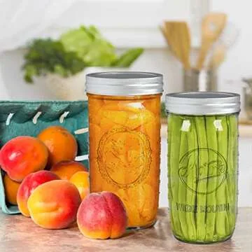 Tebery 6 Pack Wide Mouth Home Glass Mason Jars with Airtight Lids and Bands, 24-Ounce Canning Glass Jars for Canning, Fermenting, Pickling, Meal Prep, Overnight Oats, Jam, Jelly