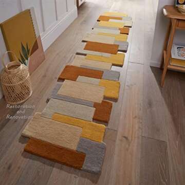 Restoration and Renovation Modern Colorful Palette Irregular Shape Runner - Unique Design, Handmade ...