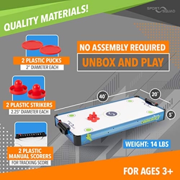 Sport Squad HX40 Table Top Air Hockey Table - Fun for All Ages