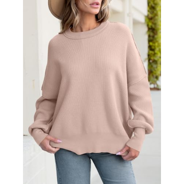 ANRABESS Women Oversized Crewneck Pullover Sweater