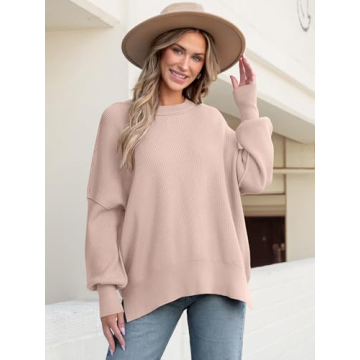 ANRABESS Women Oversized Crewneck Pullover Sweater
