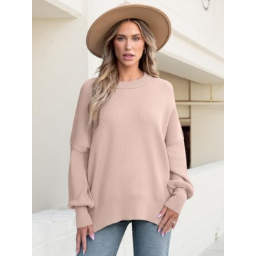 ANRABESS Women Oversized Crewneck Pullover Sweater