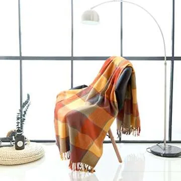 Classic Home Throw Blanket Shawl All Season Acrylic Cozy Soft Reversible Picnic Stadium Camp Blanket...