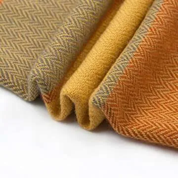 Classic Home Throw Blanket Shawl All Season Acrylic Cozy Soft Reversible Picnic Stadium Camp Blanket Fringe Plaid for Bed/Sofa/Couch,Cashmere-Like 50" W x 67" L (Pumpkin)