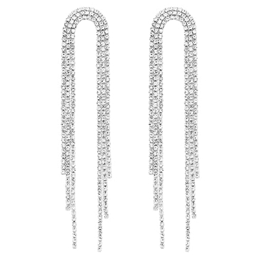 SELOVO Long Tassel Rhinestone Statement Earrings