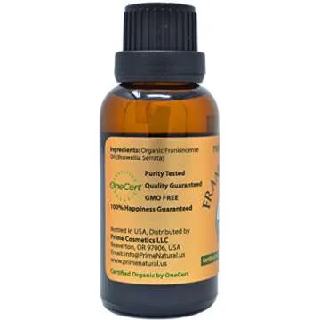 Prime Natural Organic Frankincense Essential Oil 30ml - Pure Aromatherapy Oil for Relaxation, Skin C...