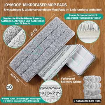 JOYMOOP Mop and Bucket with Wringer Set, Flat Squeeze Mop Flat Head Mop, Dust Mops for Wall Cleaner with Long Handle,Wet and Dry Use Microfiber Mops for Household Cleaning