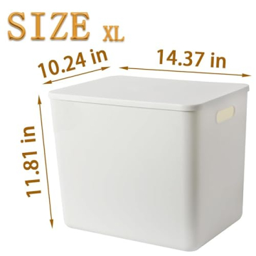 Gaoaodeyu 4 Pack Large White Storage Bins with Lids