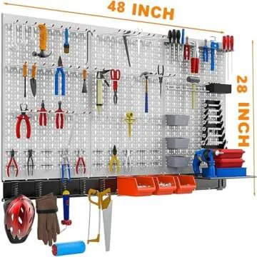 TORACK 109Pcs 4 ft. Metal Pegboard Organizer - Ultimate Tool Storage Kit