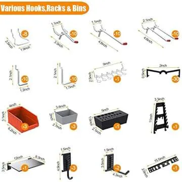 TORACK 4 ft. Pegboard Wall Organizer with 109 Accessories