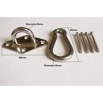 MHMYDZ 1000 lb Capacity Heavy Duty Hammock Hanging kit Ultra Durable Hammock Hooks Carabiners for Ha...