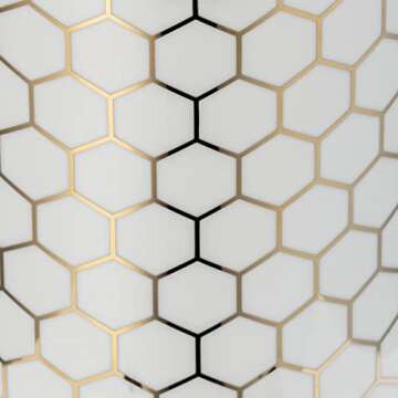 Modern White and Gold Honeycomb Decorative Jar