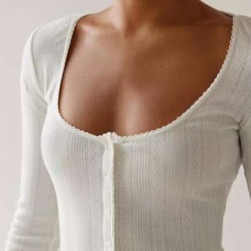 DSORVICD Women Y2k 2 Piece Outfit Fashion Round Neck Long Sleeve Crop Top Low Waist Slim Fit Shorts Set Trendy Two Piece Suit