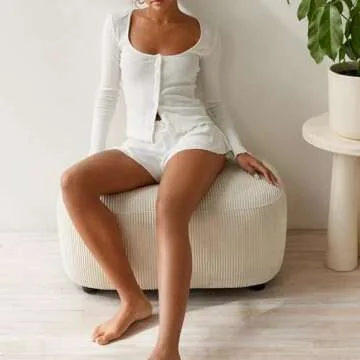 DSORVICD Women Y2k 2 Piece Outfit Fashion Round Neck Long Sleeve Crop Top Low Waist Slim Fit Shorts Set Trendy Two Piece Suit