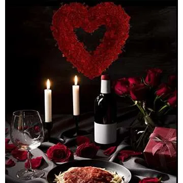 14" Valentines Wreath for Front Door, Tinsel Heart Wreath for Indoor Outdoor Decorations, Valentines Day Heart Shaped Wreath Sign Wall Hanging Decor by 4E's Novelty