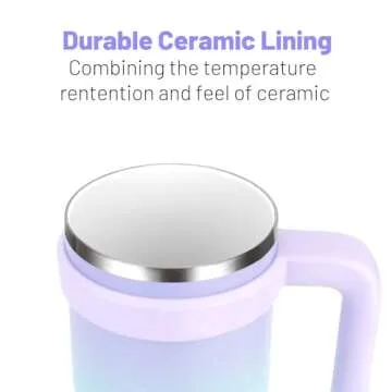 Zukro 20 oz Insulated Tumbler Ceramic Interior Coating, No Metallic Aftertaste, Vacuum Stainless Ste...