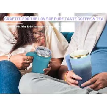 Zukro 20 oz Insulated Tumbler Ceramic Interior Coating, No Metallic Aftertaste, Vacuum Stainless Steel Double-walled Coffee Cup with Handle, Lid and Straw, No Sweat, Dishwasher Safe,Floral Pink