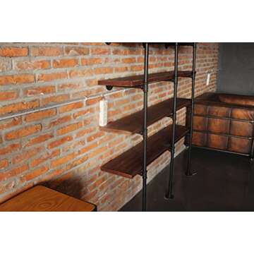 Topower Industrial French Country Style Decorative Pipe Wooden Wall ShelvesRustic DIYCeiling Pipe Sh...