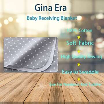 Gina Era Flannel Receiving Blankets, Soft Cotton Baby Swaddle set - 4 Pieces 30 x 30 Inch for Boys &...
