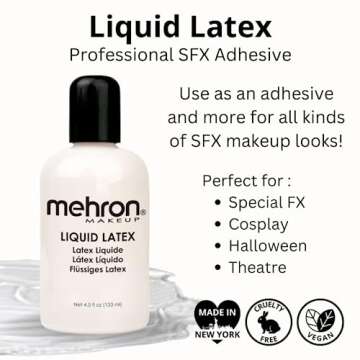 Mehron Makeup Liquid Latex | SFX Makeup | Halloween Latex Makeup | Latex Glue for Skin | Prosthetic ...