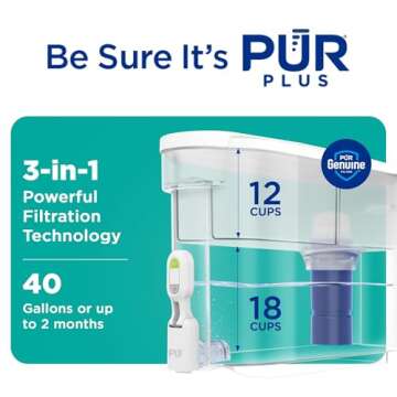 PUR PLUS 30-Cup Water Filter Dispenser for Healthy Hydration
