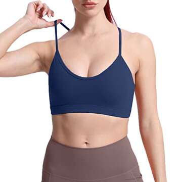 Aoxjox Women's Workout Y Sports Bra - Active and Stylish Yoga Bra in Navy