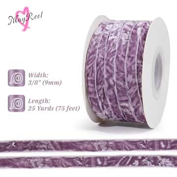 MAYREEL 3/8 Inch Dusty Purple Crushed Velvet Ribbon Lilac Vintage for Flower Bouquet Gift Wrapping W...