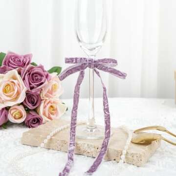 MAYREEL 3/8 Inch Dusty Purple Crushed Velvet Ribbon Lilac Vintage for Flower Bouquet Gift Wrapping Wedding Invitations Crafts Christmas Decorations Party 25 Yards