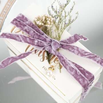 MAYREEL 3/8 Inch Dusty Purple Crushed Velvet Ribbon Lilac Vintage for Flower Bouquet Gift Wrapping Wedding Invitations Crafts Christmas Decorations Party 25 Yards