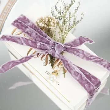 MAYREEL 3/8 Inch Dusty Purple Crushed Velvet Ribbon Lilac Vintage for Flower Bouquet Gift Wrapping Wedding Invitations Crafts Christmas Decorations Party 25 Yards