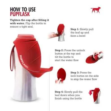PupFlask Large Dog Water Bottle | 27 or 40 OZ Stainless Steel | Convenient Dog Water Dispenser | Puppy Travel Water Bowl | Portable Pet Water Bottle | Leak Proof Bottle Perfect Size For All Dog Breeds