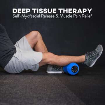 Rolling With It Vibrating Peanut Massage Ball - Deep Tissue Trigger Point Therapy, Myofascial Release - Handheld, Cordless - 4 Intensity Levels - Dual Lacrosse Ball Vibration Massager (Blue)