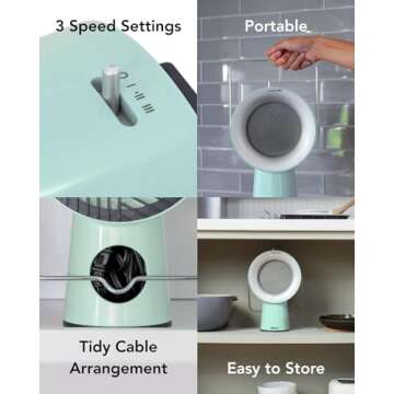 Airhood Wired Portable Kitchen Exhaust Fan | Range Hood with 5 Activated Charcoal Air Filters & Stainless-steel Oil Filter | Easy to Clean - Ideal for Indoor Cooktop Use (Mint Green)