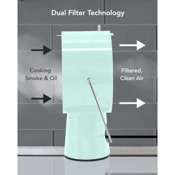 Airhood Wired Portable Kitchen Exhaust Fan | Range Hood with 5 Activated Charcoal Air Filters & Stainless-steel Oil Filter | Easy to Clean - Ideal for Indoor Cooktop Use (Mint Green)