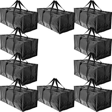 BAG-THAT! 10 Moving Bags, Heavy Duty Extra Large Stronger Handles Wrap Around bag Storage Totes Zipp...